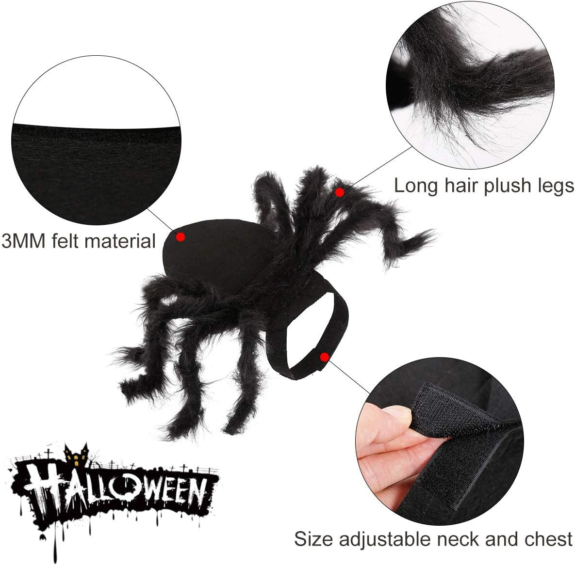 Halloween Dogs Cats Costume Spider Halloween Pets Accessories Decoration for Dogs Puppy Cats Halloween Cosplay Costumes for Cats and Dogs