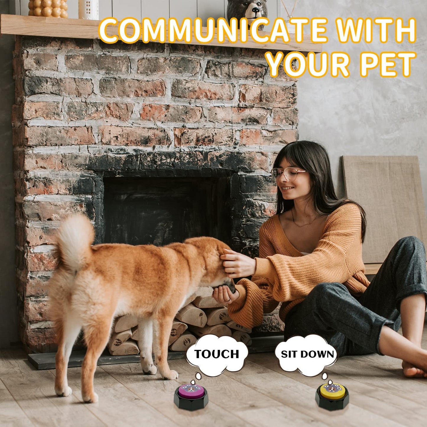 Pet Training Button, Dog Voice Training Buzzer, Dog Button, Dog Button for Communication Recordable Buttons - Train Your Dog to Say the Sounds They Need to Say! (8 Buttons)